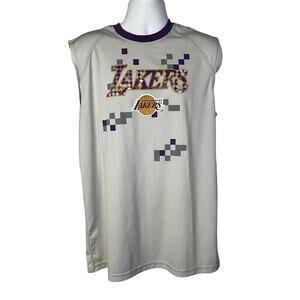 Los Angeles Lakers Shirt Mens XL Gray Purple NBA Basketball Zipway Sleeveless